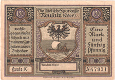 Banknote, Germany, Neusalz, 1.5 Mark, personnage, 1922, UNC(60-62), Mehl:960.1