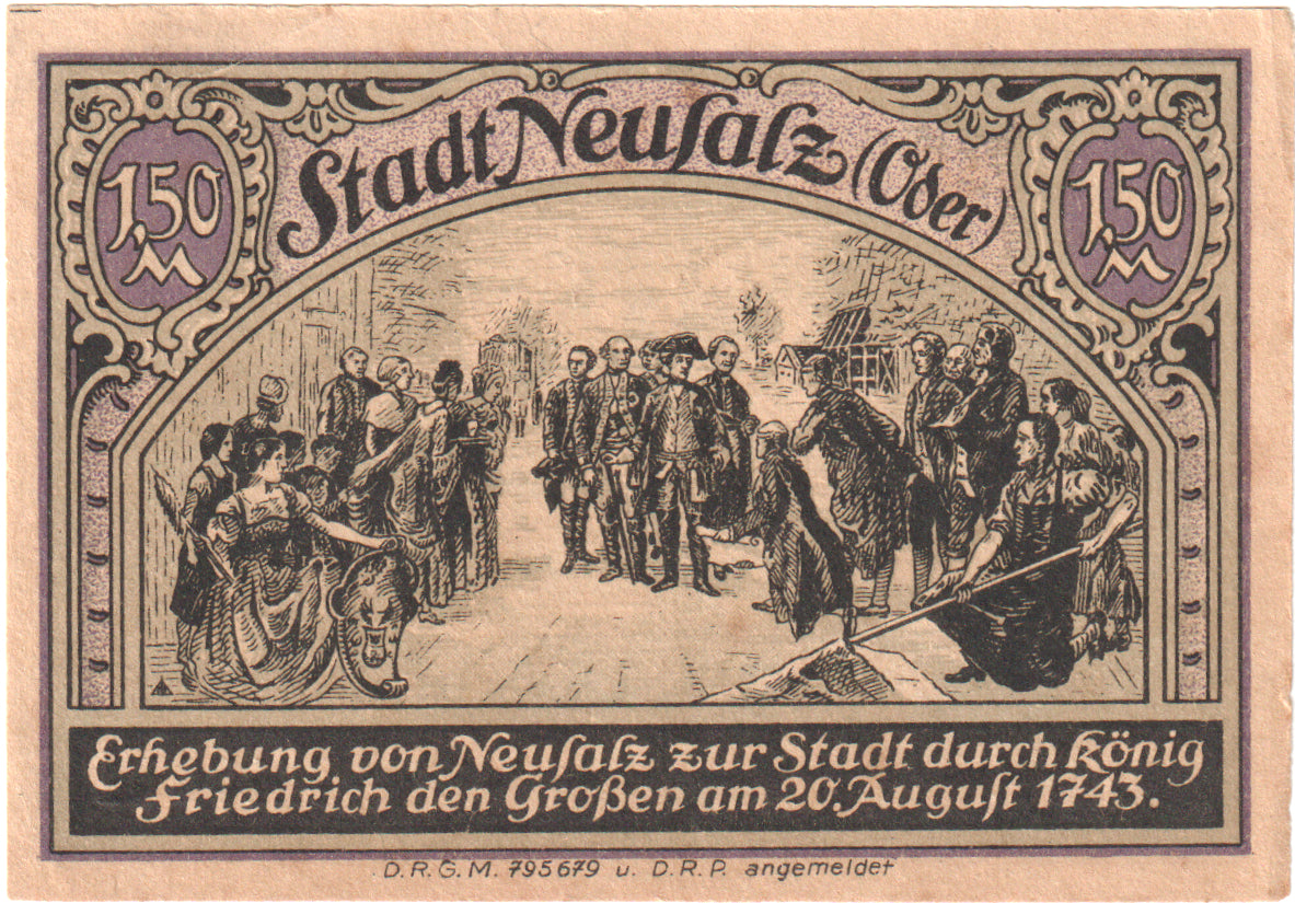 Banknote, Germany, Neusalz, 1.5 Mark, personnage, 1922, UNC(60-62), Mehl:960.1