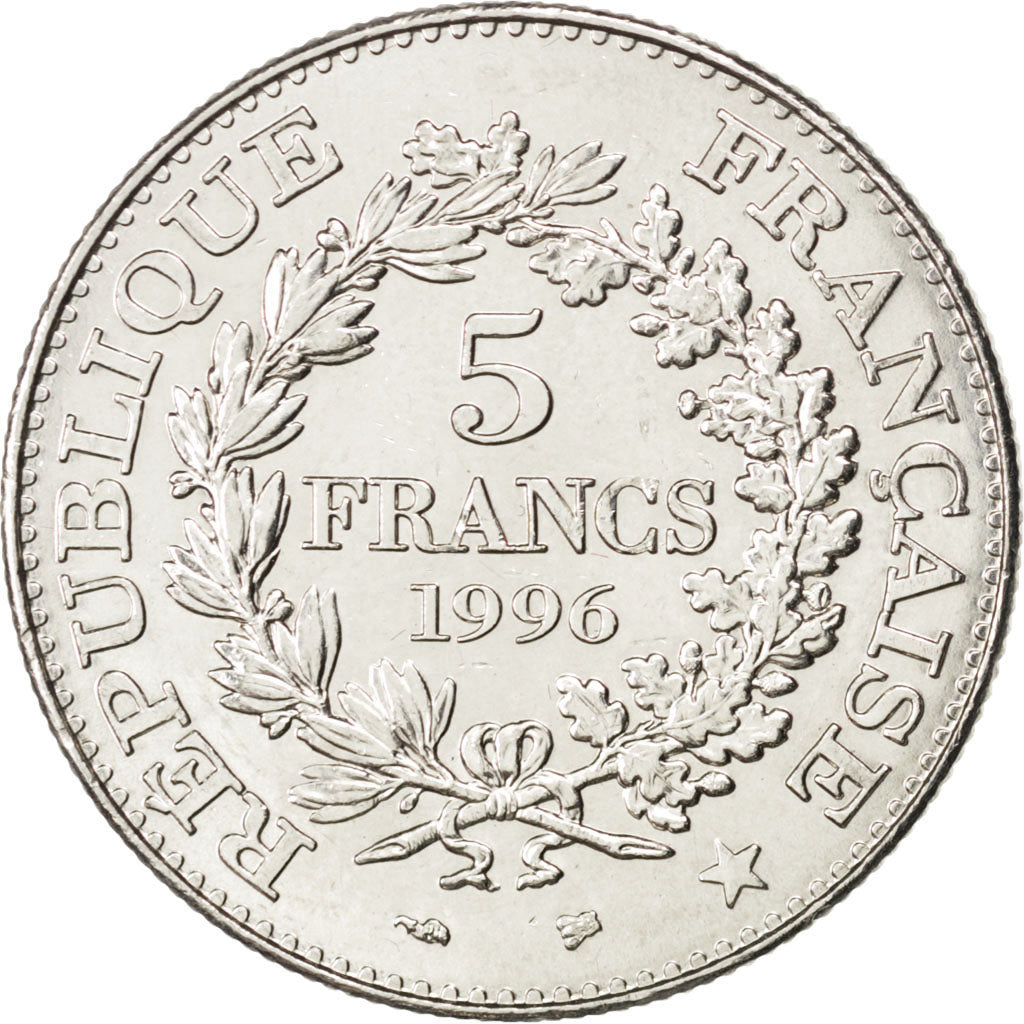 FRANCE, Hercule, 5 Francs, 1996, Paris, KM #1155, MS(63), Nickel, 29, Gadoury...