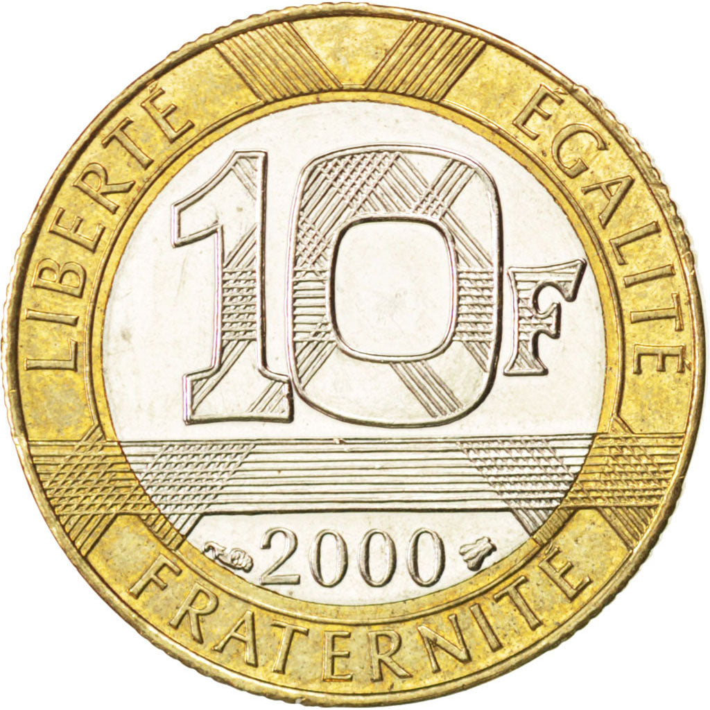 FRANCE, Génie, 10 Francs, 2000, KM #964.1, MS(63), Bi-Metallic, 23, Gadoury #827