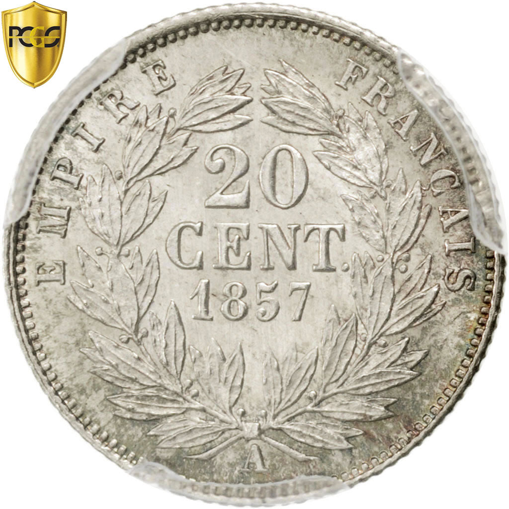 Coin, France, Napoleon III, Napoléon III, 20 Centimes, 1857, Paris, PCGS, MS64