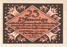 Banknote, Germany, Silberberg Stadt, 25 Pfennig, personnage, 1920, 1920-08-01