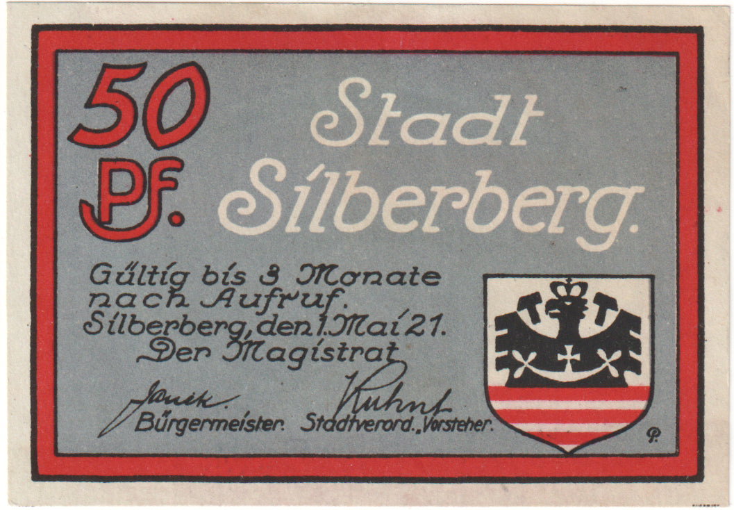 Banknote, Germany, Silberberg, 50 Pfennig, paysage, 1921, 1921-05-01