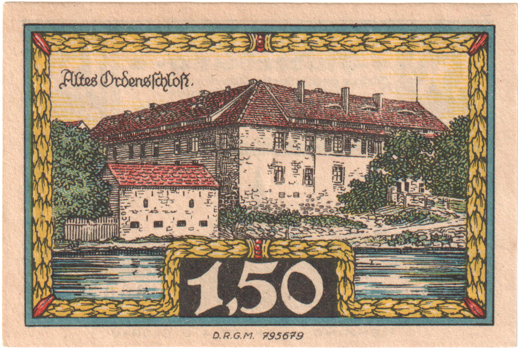 Billet, Allemagne, Insterburg, 1.5 Mark, chateau 2, O.D, NEUF, Mehl:645.1a