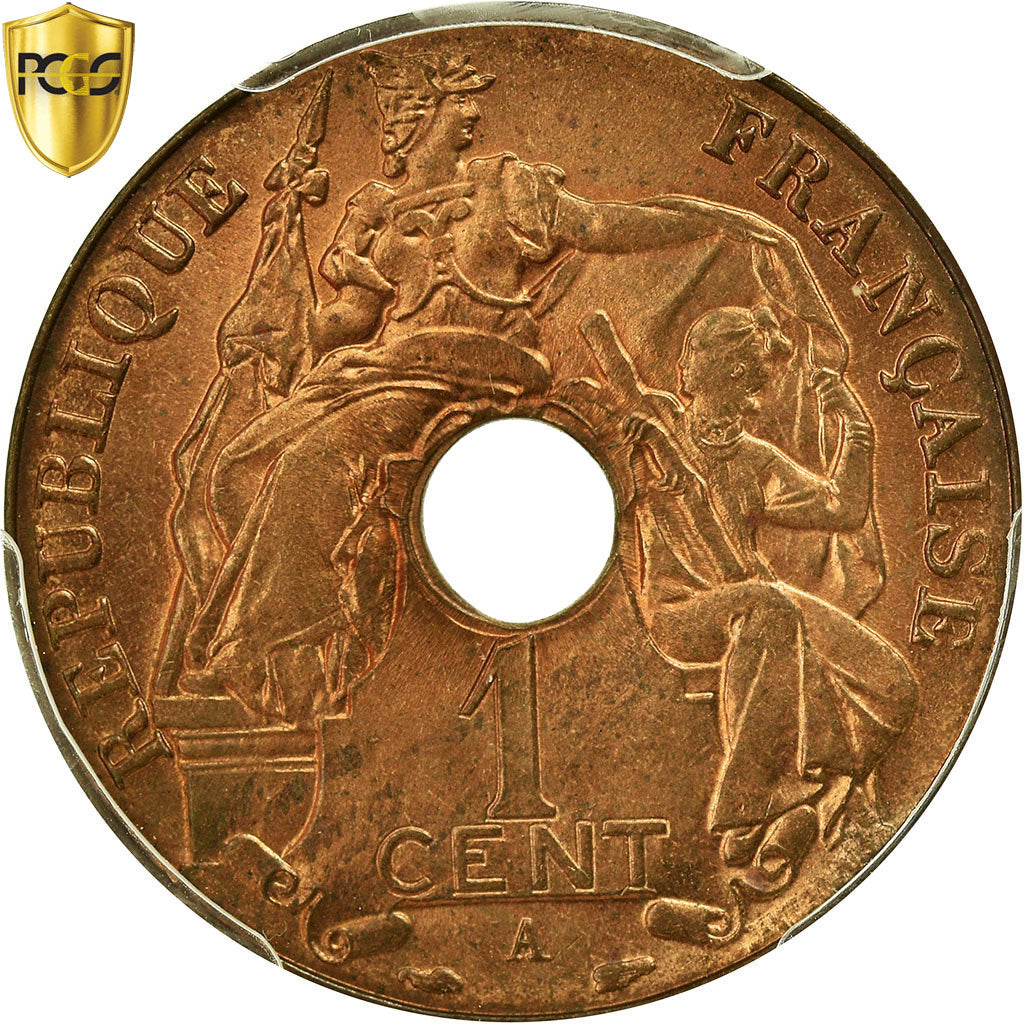 Coin, FRENCH INDO-CHINA, Cent, 1938, Paris, PCGS, MS65RD, MS(65-70), Bronze