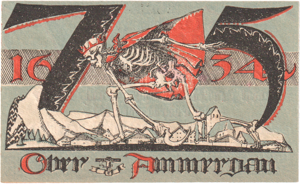 Banknote, Germany, Oberammergau Gemeinde, 75 Pfennig, squelette 5, 1921