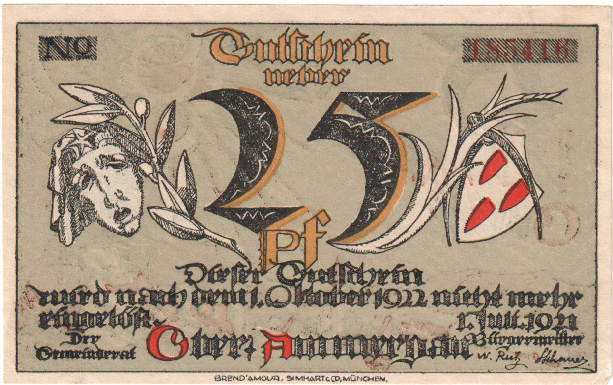 Banknote, Germany, Oberammergau Gemeinde, 25 Pfennig, paysage 2, 1921