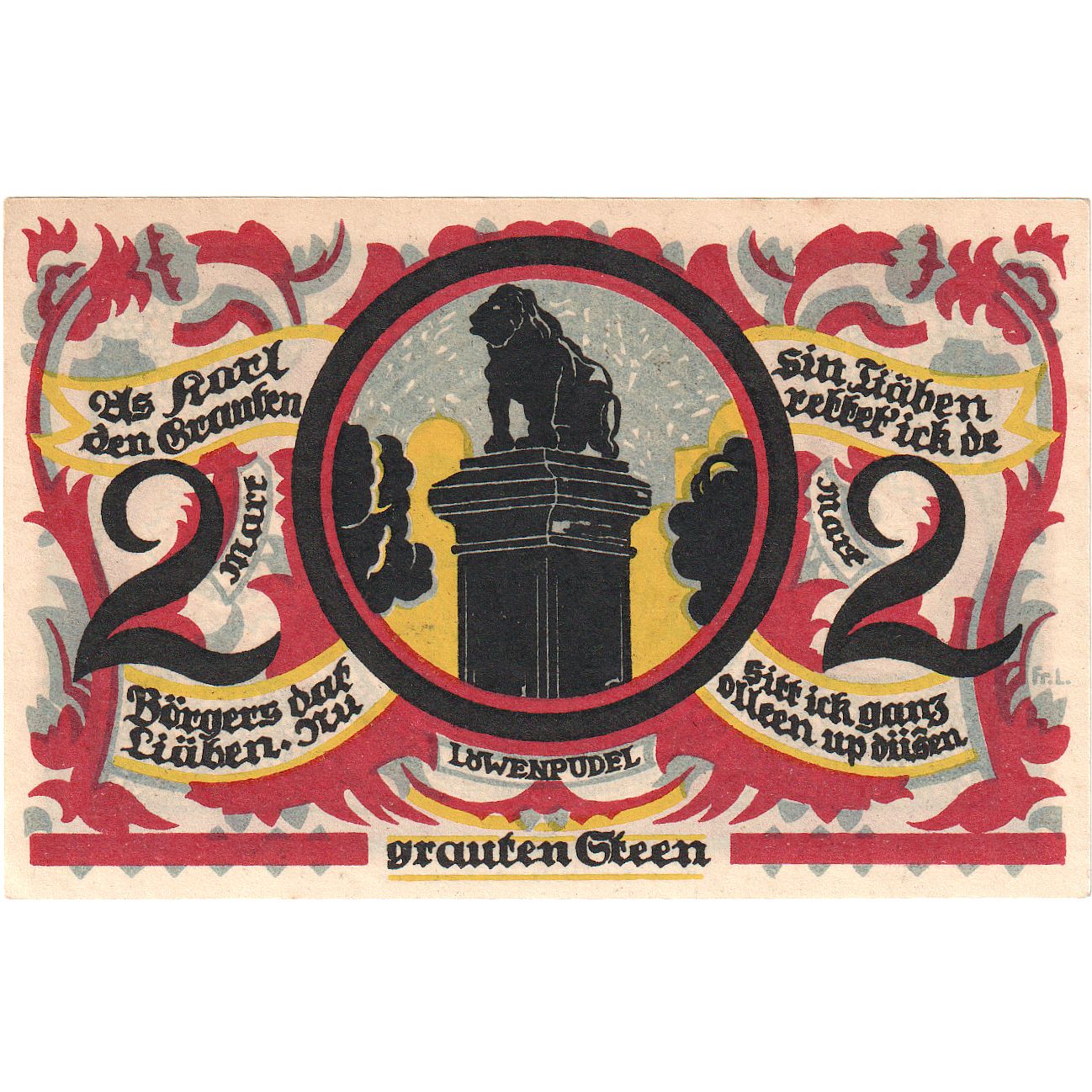 Banknote, Germany, Osnabruck, 2 Mark, monument 1, 1921, UNC(63), Mehl:1032.1