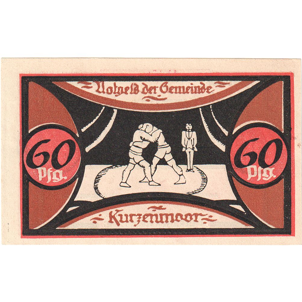 Geldschein, Deutschland, Kurzenmoor, 60 Pfennig, lutteur, 1921, 1921-12-31