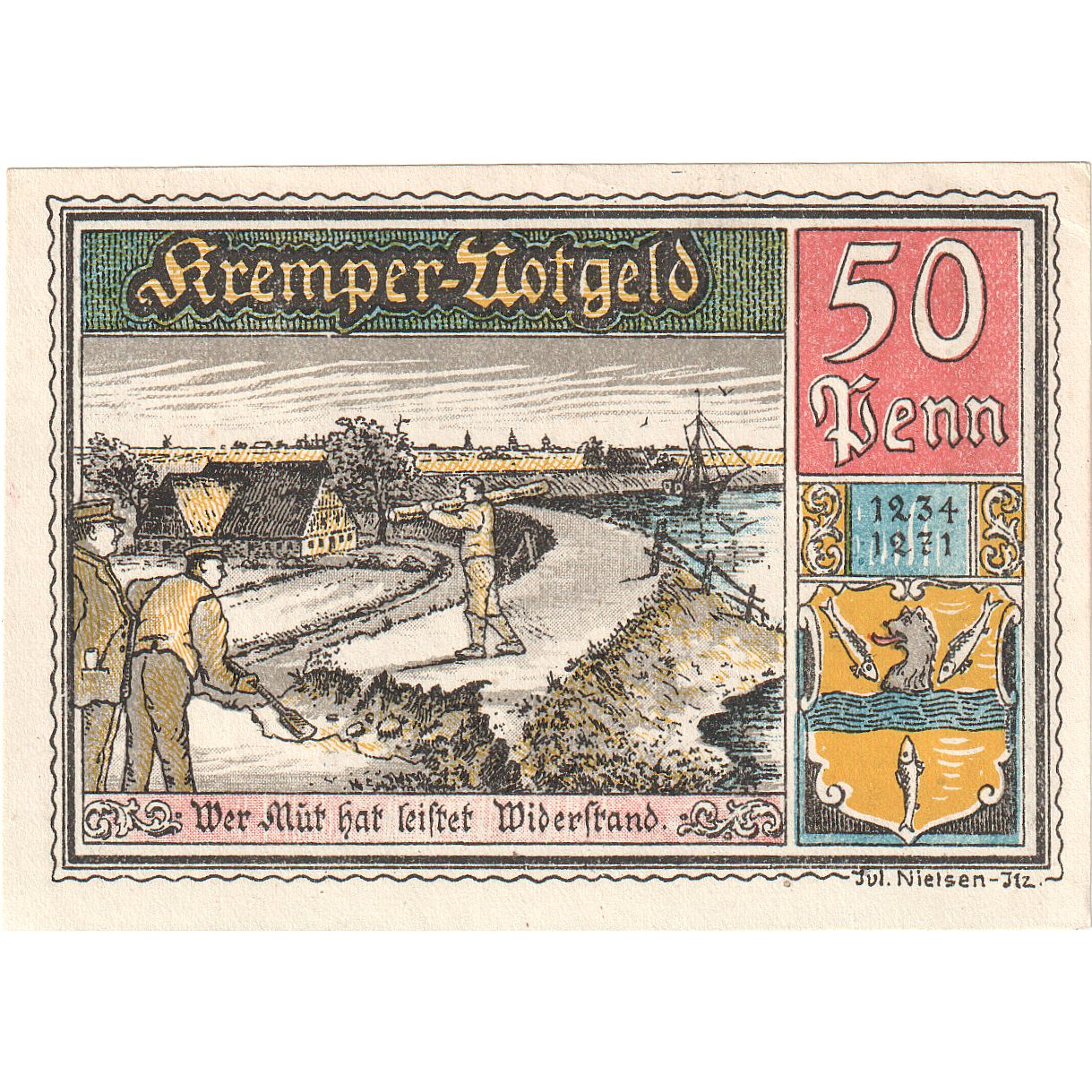 Banknote, Germany, Krempe, 50 Pfennig, paysage, 1920, UNC(65-70), Mehl:742.1a