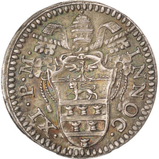 ITALIAN STATES, Grosso, 1676, Roma, KM #385, AU(55-58), Silver, 1.61