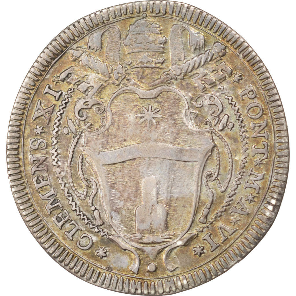 STATI ITALIANI, PAPAL STATES, Clement XI, Giulio, 1706, Roma, BB+, Argento, K...