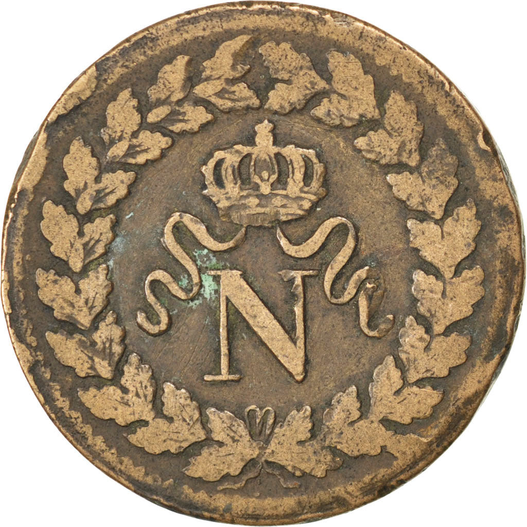 FRANCE, Napoléon I, Decime, 1814, Strasbourg, KM #700, EF(40-45), Bronze, Gadour