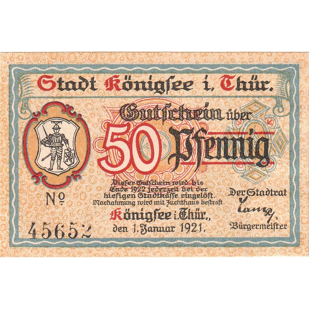 Banknote, Germany, Königsee, 50 Pfennig, lutin, 1921, 1921-01-01, UNC(65-70)