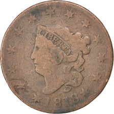 Coin, United States, Coronet Cent, Cent, 1818, U.S. Mint, Philadelphia