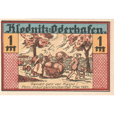 Banconote, Germania, Klodnitz-Oderhafen Gemeinde, 1 Mark, personnage, 1921