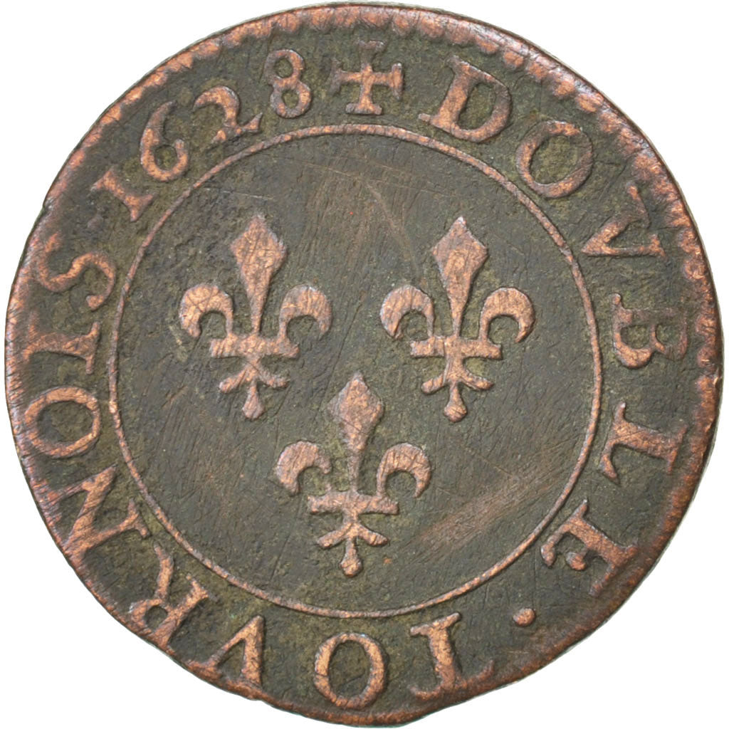 Louis XIII, Double Tournois, 1628 A, Paris, CGKL 394