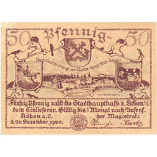 Banknote, Germany, Köben a. O, 50 Pfennig, village, 1920, 1920-12-24