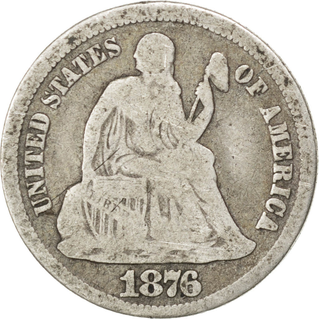 UNITED STATES, Seated Liberty Dime, Dime, 1876, U.S. Mint, KM #A92, VF(20-25),..