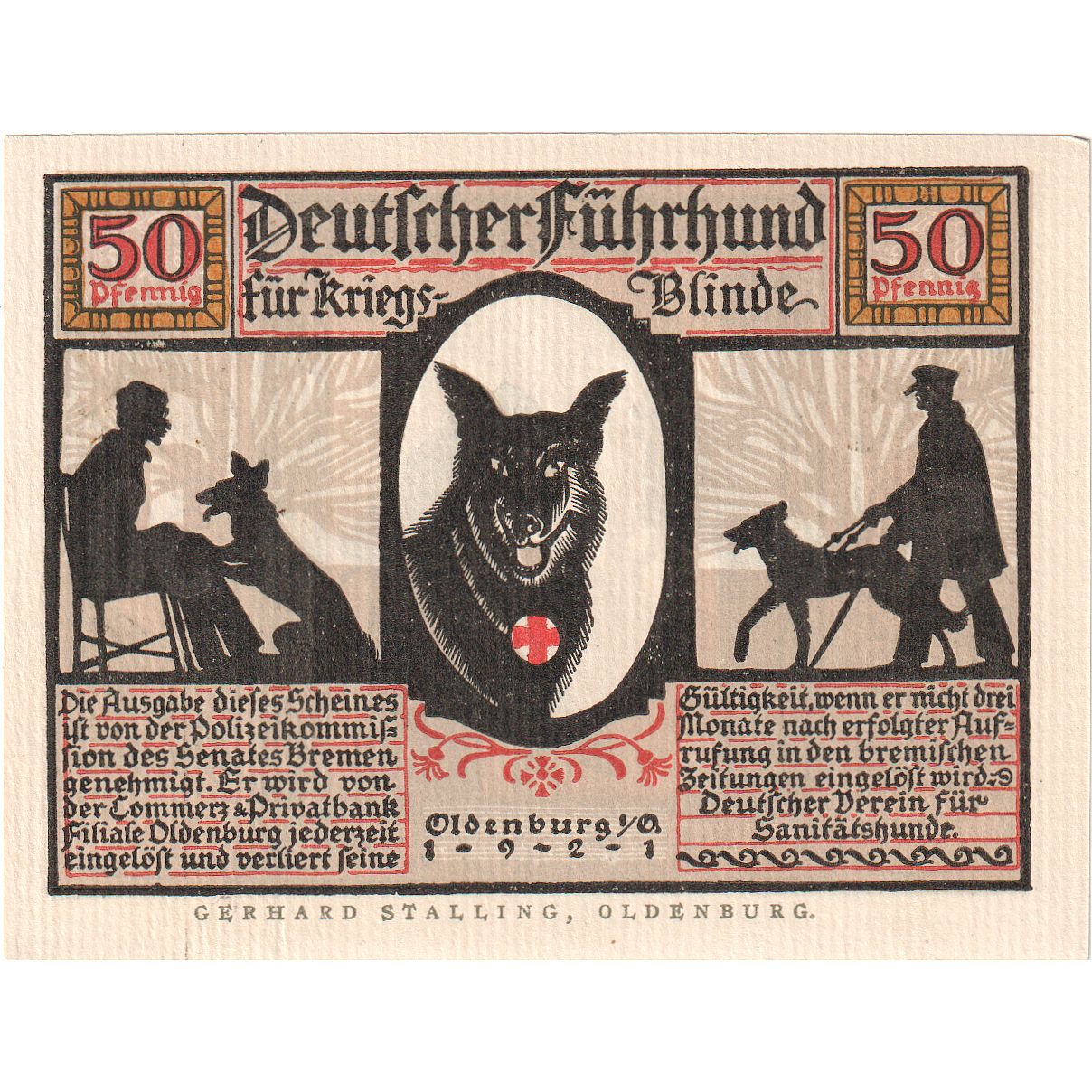 Banknote, Germany, Oldenburg, 50 Pfennig, personnage, 1921, UNC(63)