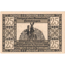 Banknote, Germany, Hemdingen Gemeinde, 25 Pfennig, Animaux, 1922, 1922-01-31