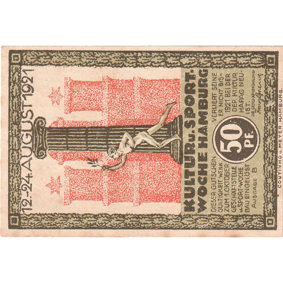 Banknote, Germany, Hamburg, 50 Pfennig, village, 1921, 1921-08-12, UNC(65-70)