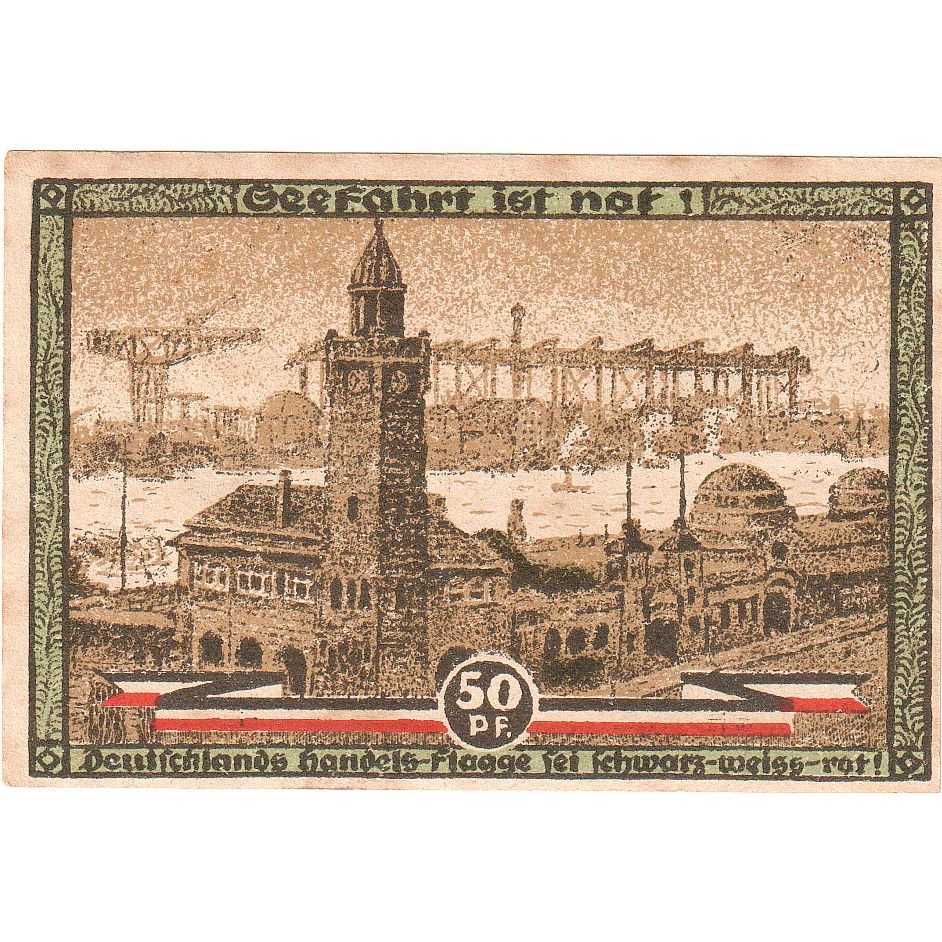 Banknote, Germany, Hamburg, 50 Pfennig, village, 1921, 1921-08-12, UNC(65-70)