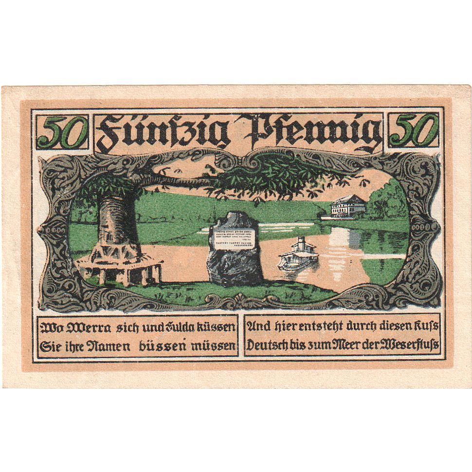 Billet, Allemagne, Hann. Münden, 50 Pfennig, paysage, 1921, 1921-07-01, SPL