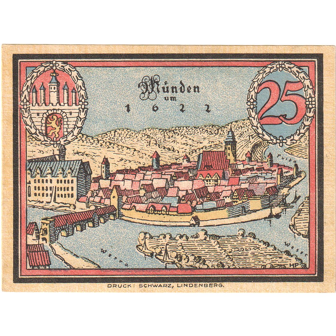 Banknote, Germany, Hann. Münden, 25 Pfennig, village, O.D, UNC(65-70)