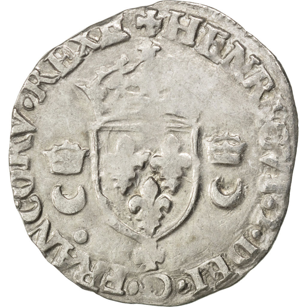 Coin, France, Douzain, 1550, Caen, EF(40-45), Billon, Sombart:4380
