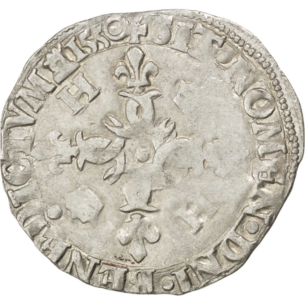 Coin, France, Douzain, 1550, Caen, EF(40-45), Billon, Sombart:4380
