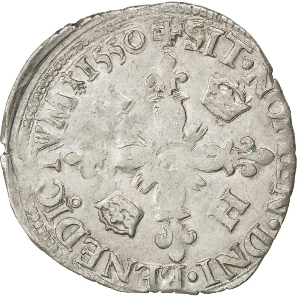 Coin, France, Douzain, 1550, Nantes, EF(40-45), Billon, Sombart:4380
