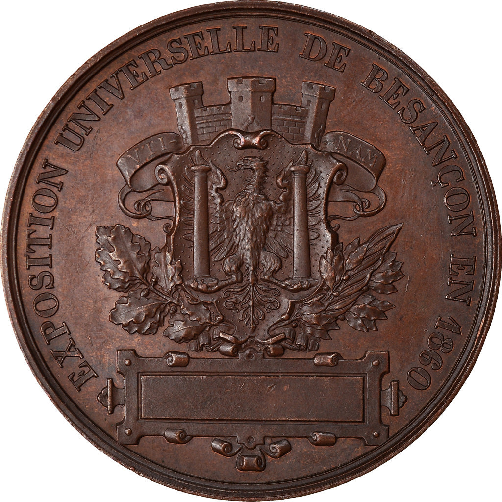 França, Medal, Napoléon III, Exposition Universelle de Besançon, 1860, Bovy