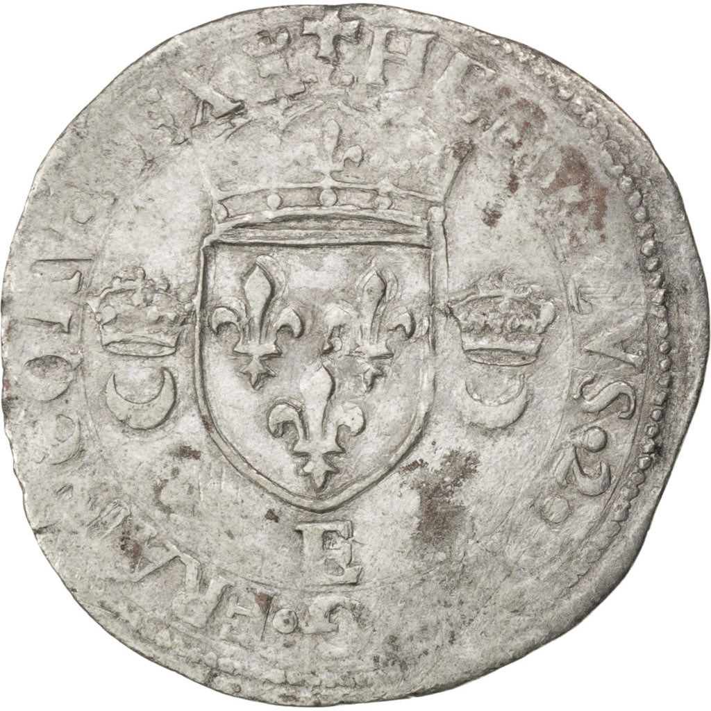 FRANCE, Douzain, 1550, Tours, VF(30-35), Billon, Sombart #4380, 2.16