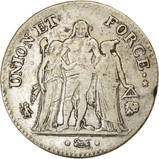 Monnaie, France, Union et Force, 5 Francs, AN 8, Bayonne, TB+, Argent