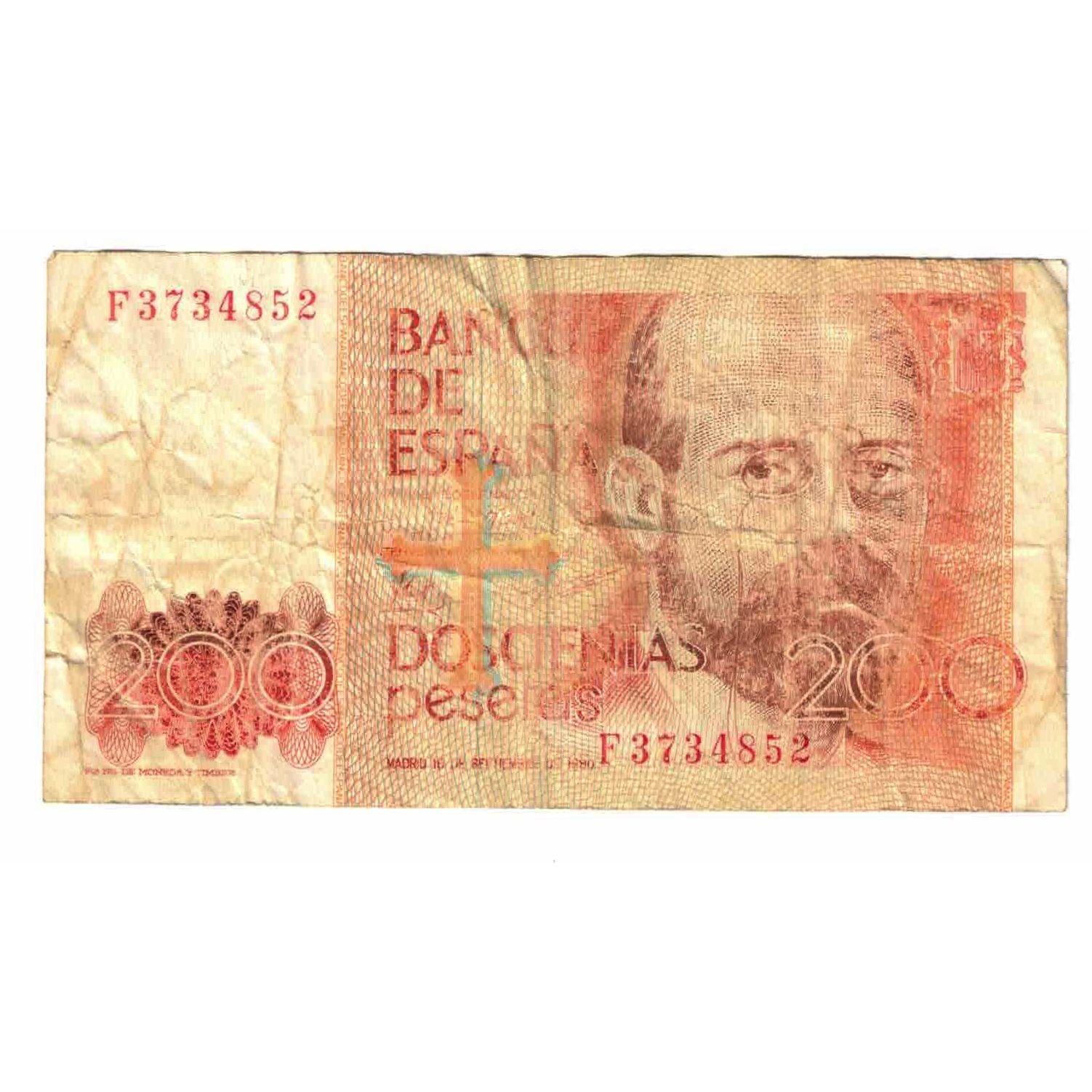 Billet, Espagne, 200 Pesetas, 1980, 1980-09-16, KM:156, B
