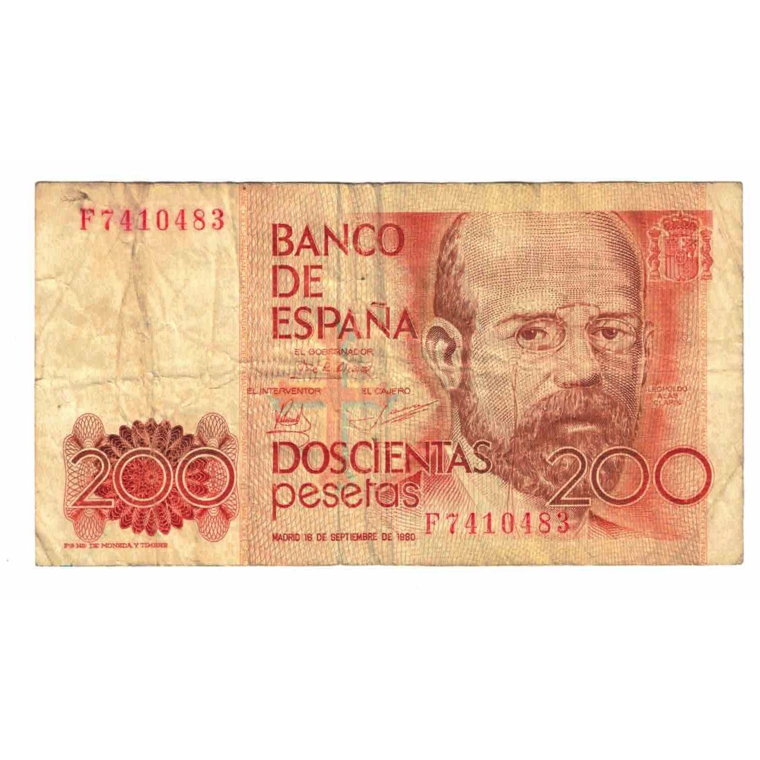 Banknote, Spain, 200 Pesetas, 1980, 1980-09-16, KM:156, VF(20-25)