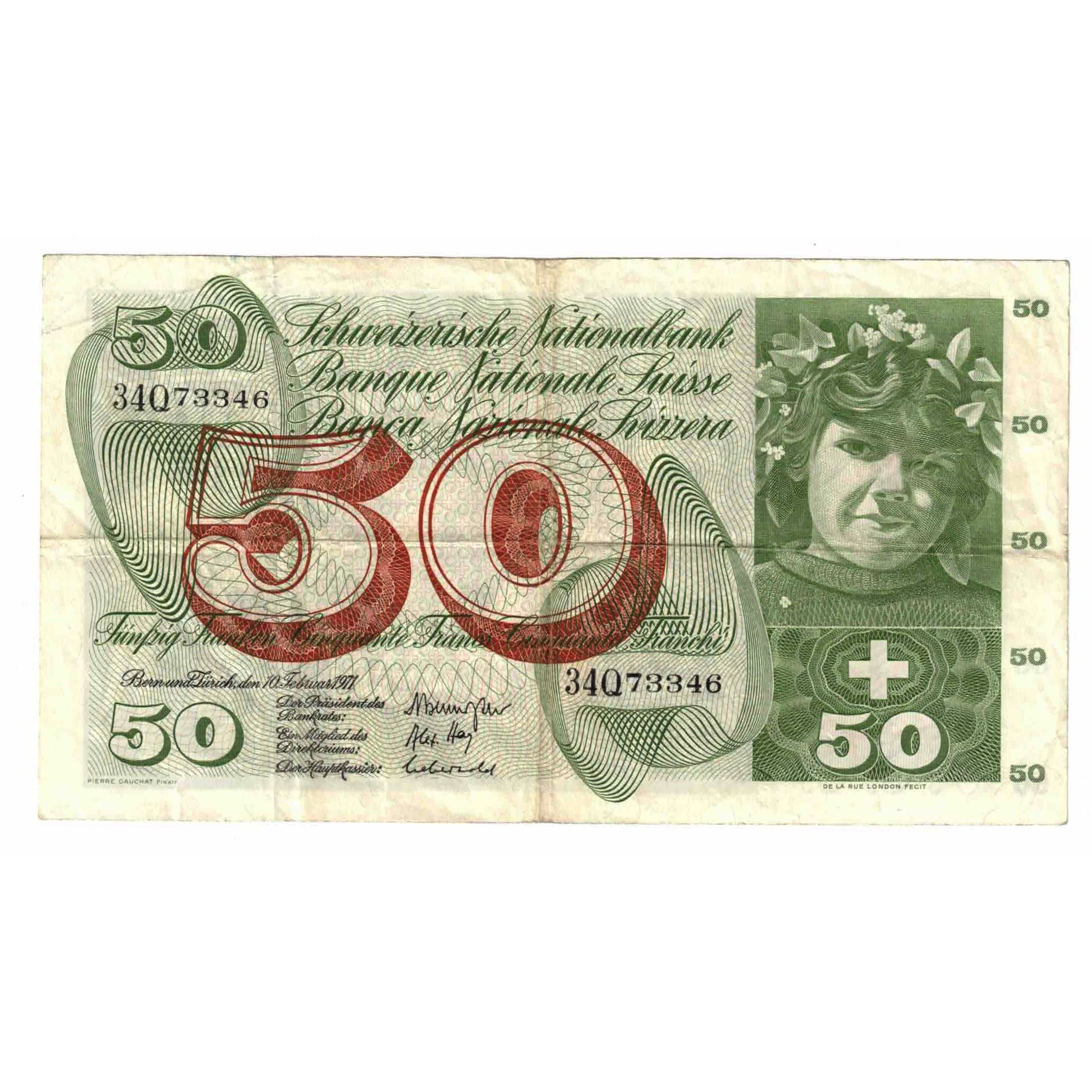 Billet, Suisse, 50 Franken, 1971, 1971-02-10, KM:48k, TB