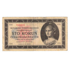 Banknote, Czechoslovakia, 100 Korun, 1945, 1945, KM:67a, VF(20-25)