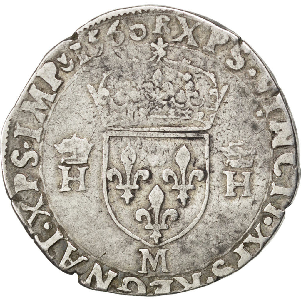 FRANCE, Teston, 1560, Toulouse, VF(30-35), Silver, Sombart #4572, 9.29