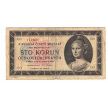 Banknote, Czechoslovakia, 100 Korun, 1945, 1945-05-16, KM:67a, VG(8-10)