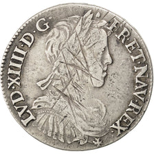 FRANCE, 1/2 Écu à la mèche longue, 1/2 ECU, 1660, Bayonne, KM #164.12, VF(30-35)