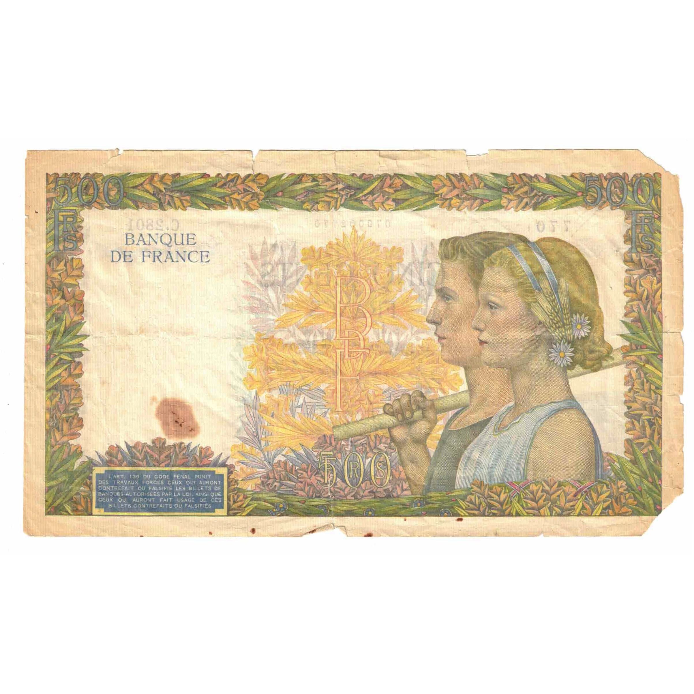 Francia, 500 Francs, La Paix, 1941, C.2801, RC, Fayette:32.16, KM:95b