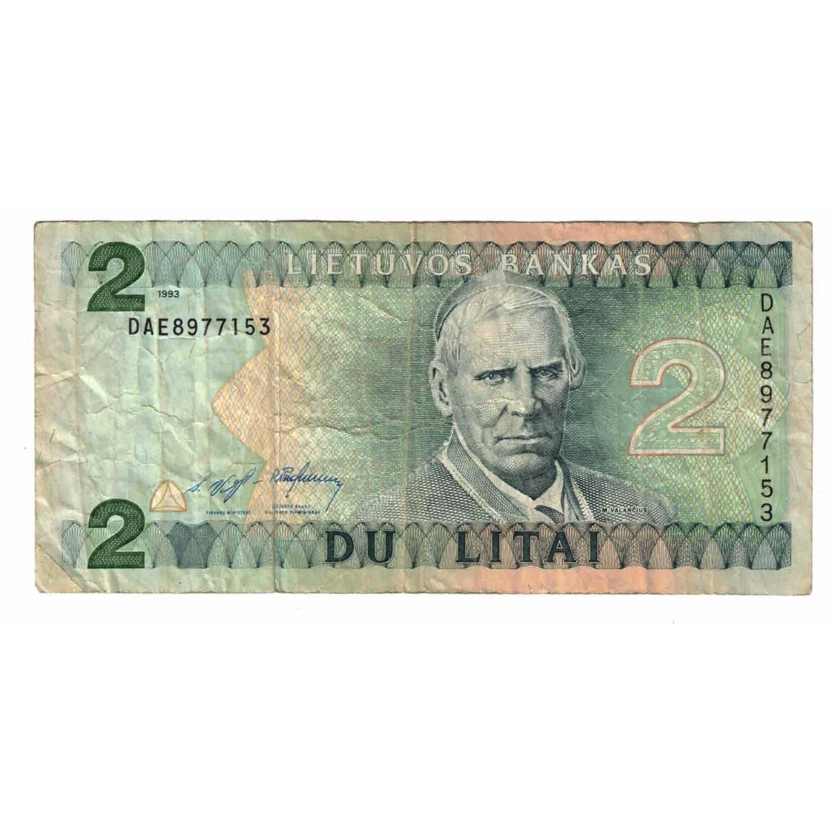 Biljet, Lithouwen, 2 Litai, 1993, KM:54a, TTB