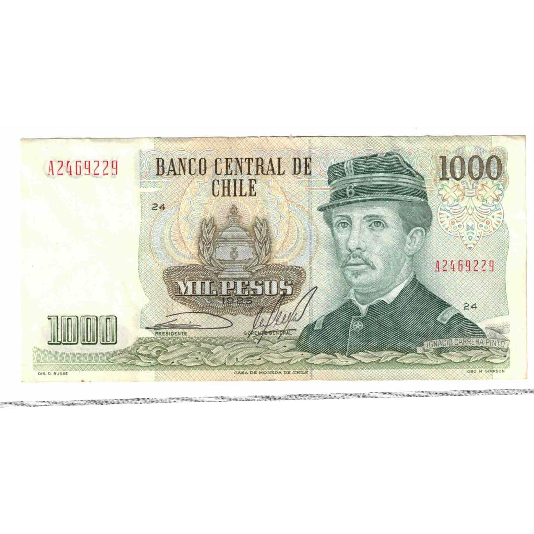 Banknote, Chile, 1000 Pesos, 1985, KM:154c, AU(55-58)