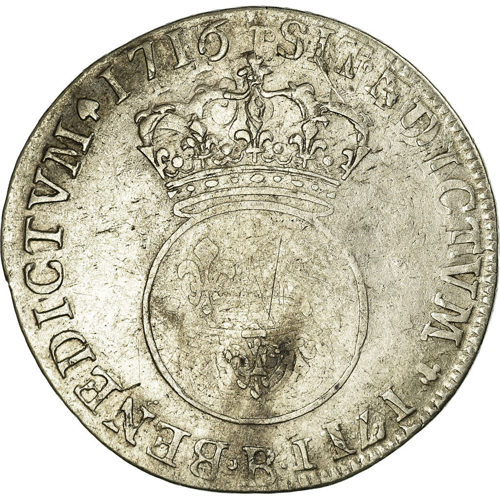 Coin, France, Louis XV, 1/4 Écu Vertugadin, 30 Sols, 1/4 ECU, 1716, Rouen