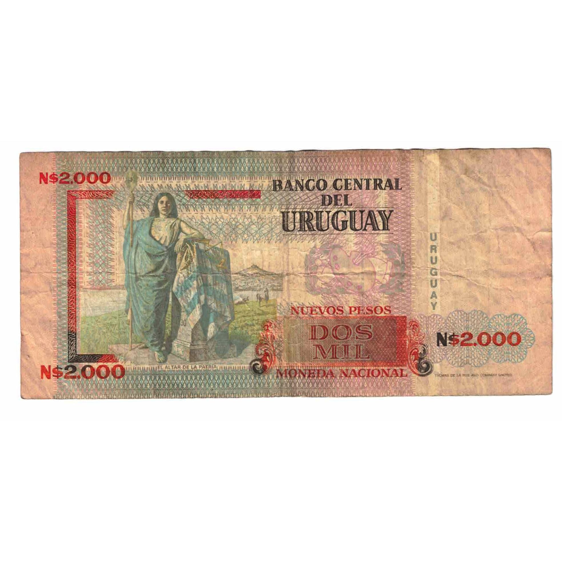 Banknote, Uruguay, 2000 Nuevos Pesos, 1989, KM:68a, EF(40-45)