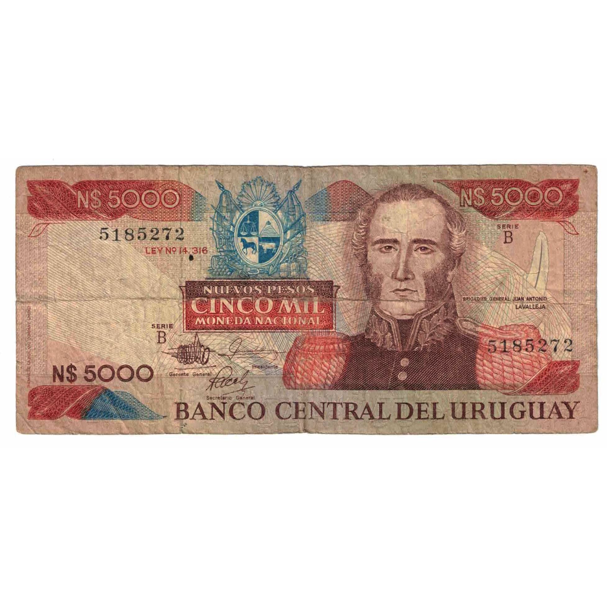 Banknote, Uruguay, 5000 Nuevos Pesos, Undated (1983), KM:65a, VF(20-25)