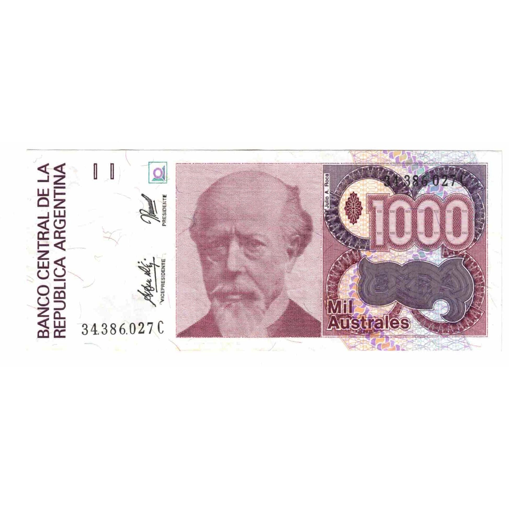Banknote, Argentina, 1000 Australes, Undated (1990), KM:329d, UNC(63)