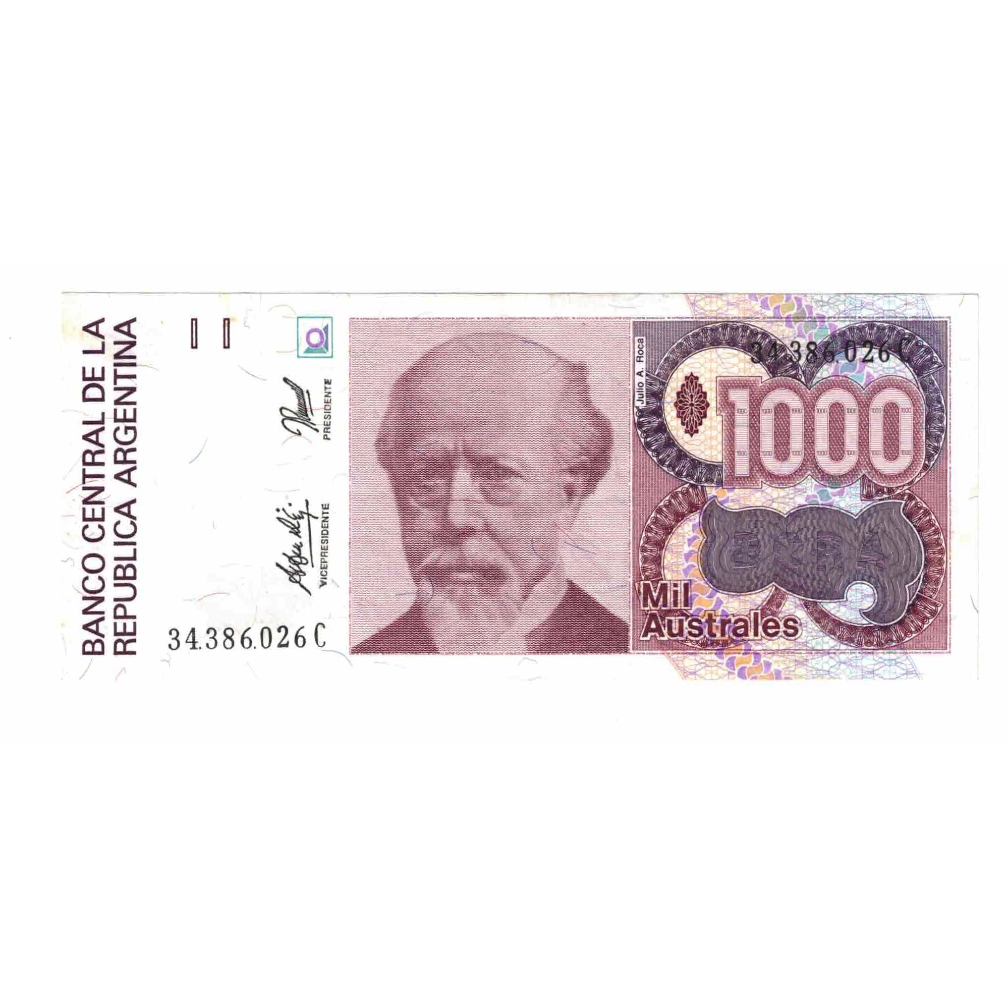Banknote, Argentina, 1000 Australes, Undated (1990), KM:329d, UNC(63)